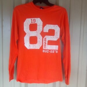 Boy's Orange Buc-ees Long Sleeved T Shirt Size Medium Bucees